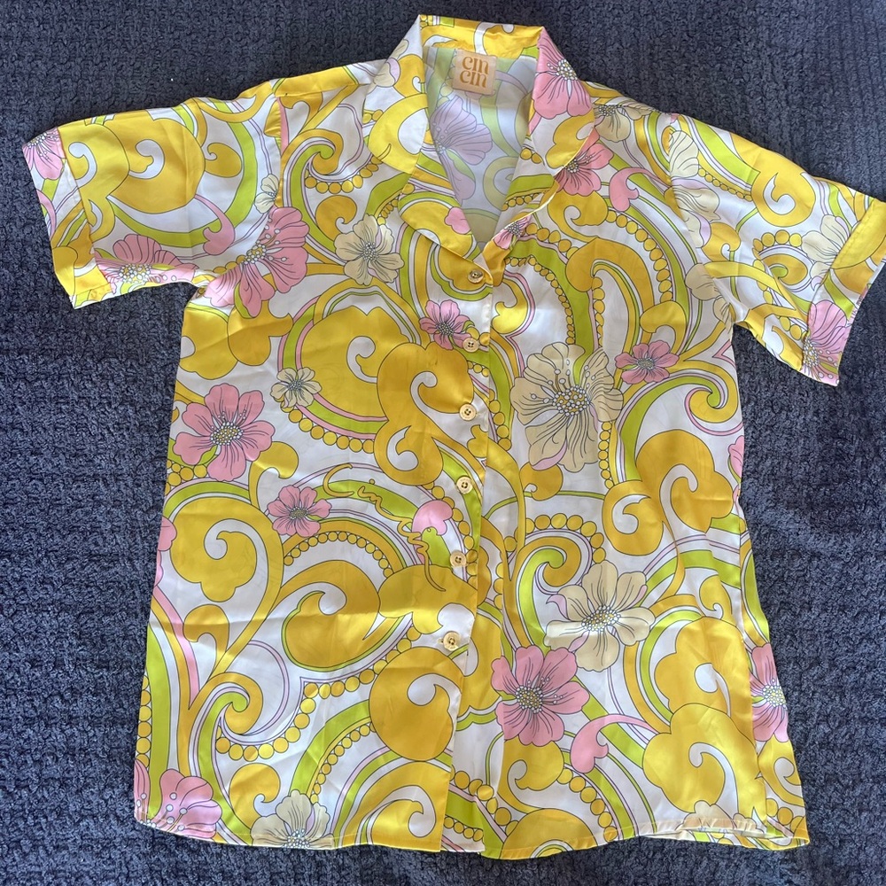 Cin Cin Pucci-Inspired Golden Yellow Button-Down